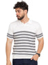 Striped White F - S.Knit Polo T-shirt - Khotwh