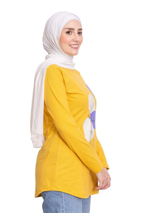 Sun Flower Printed Long - Sleeve Design 3 - Khotwh