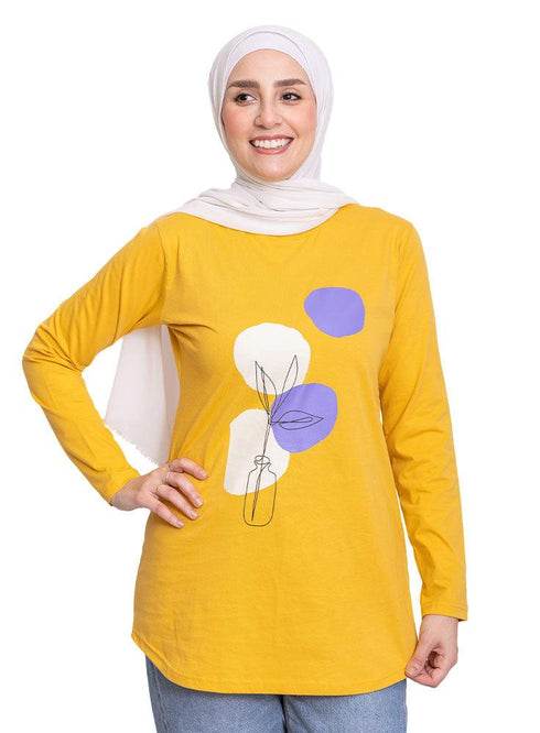 Sun Flower Printed Long - Sleeve Design 3 - Khotwh