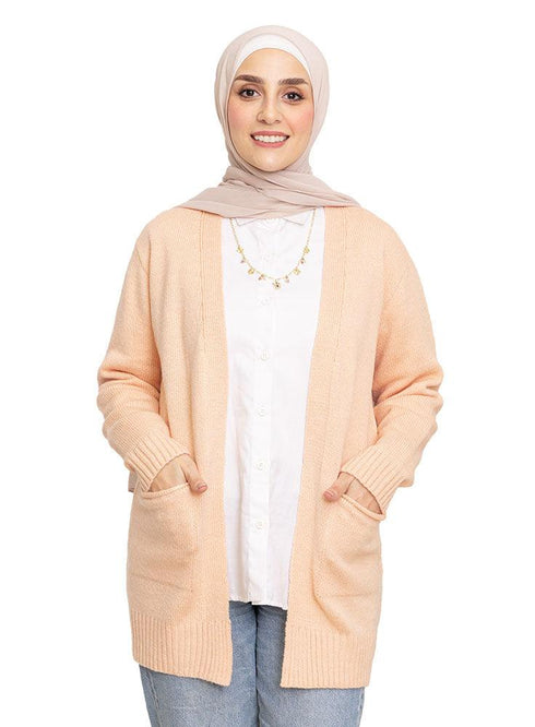 Tan Basic Pocket Cardigan - Khotwh