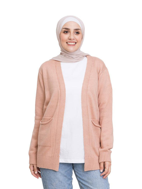 Tan E - Basic Pocket Cardigan - Khotwh