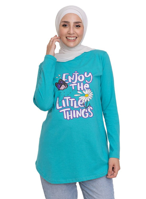 Tile Blue - Design 34 Printed Long - Sleeve - Khotwh