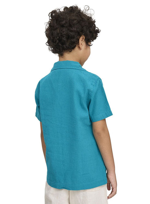 Tile Blue Kids Linen Shirt - Khotwh