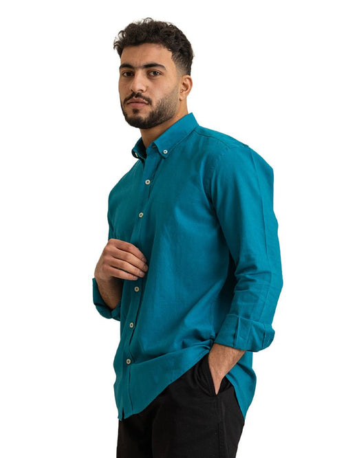Tile Blue Linen Shirt - Khotwh