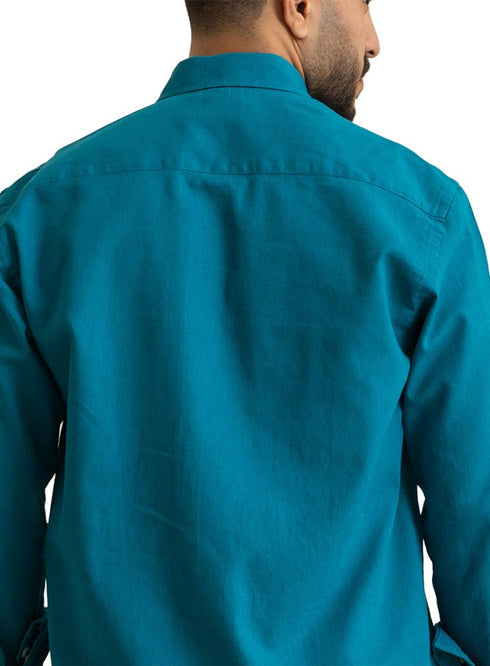 Tile Blue Linen Shirt - Khotwh