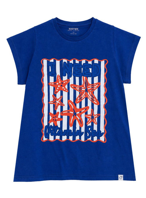 True blue-Design 6 Printed Short-Sleeve - Khotwh