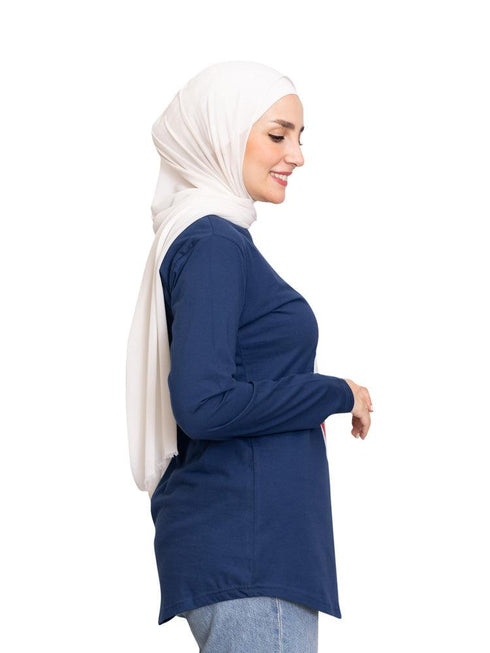 True Blue Printed Long - Sleeve Design 49 - Khotwh