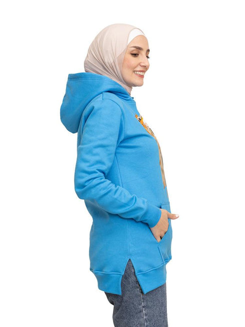 Turquoise Printed - HoodieV Design 66 - Khotwh