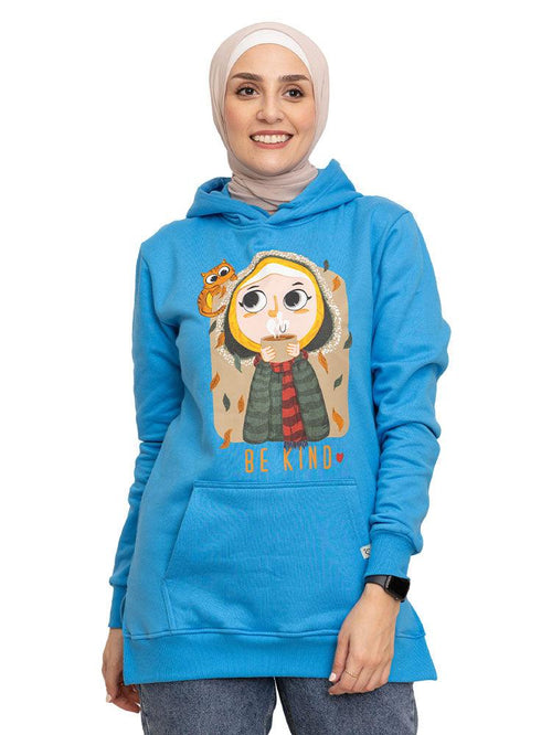 Turquoise Printed - HoodieV Design 66 - Khotwh