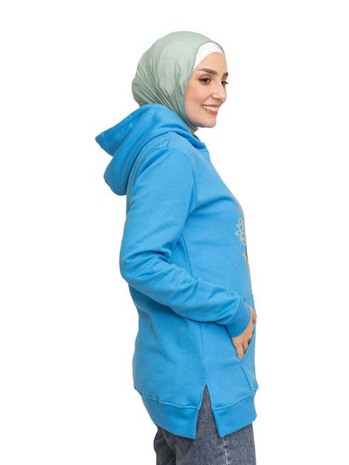 Turquoise Printed - HoodieV Design 67 - Khotwh