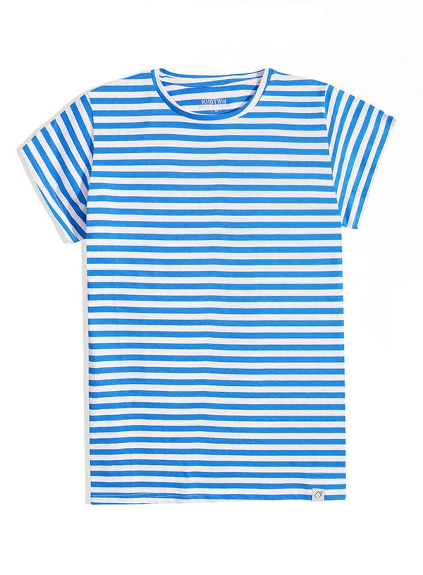 Turquoise Striped Short - Sleeve - Khotwh