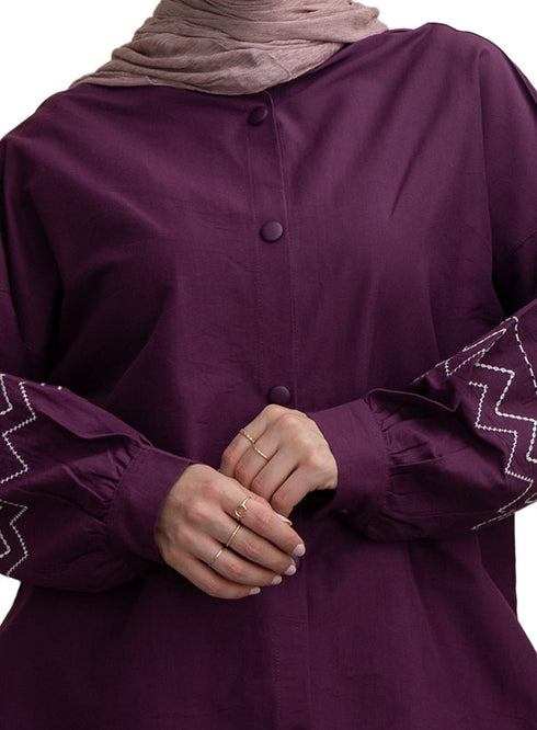 Violet Embroidered Poplin Shirt - Khotwh