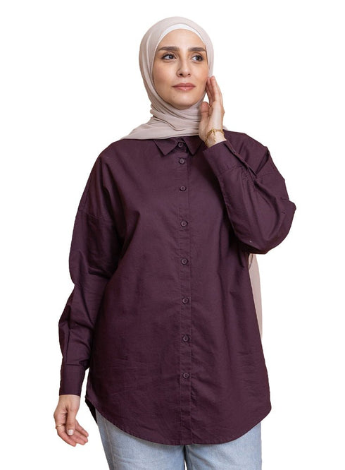 Violet Oxford Over Size Shirt - Khotwh
