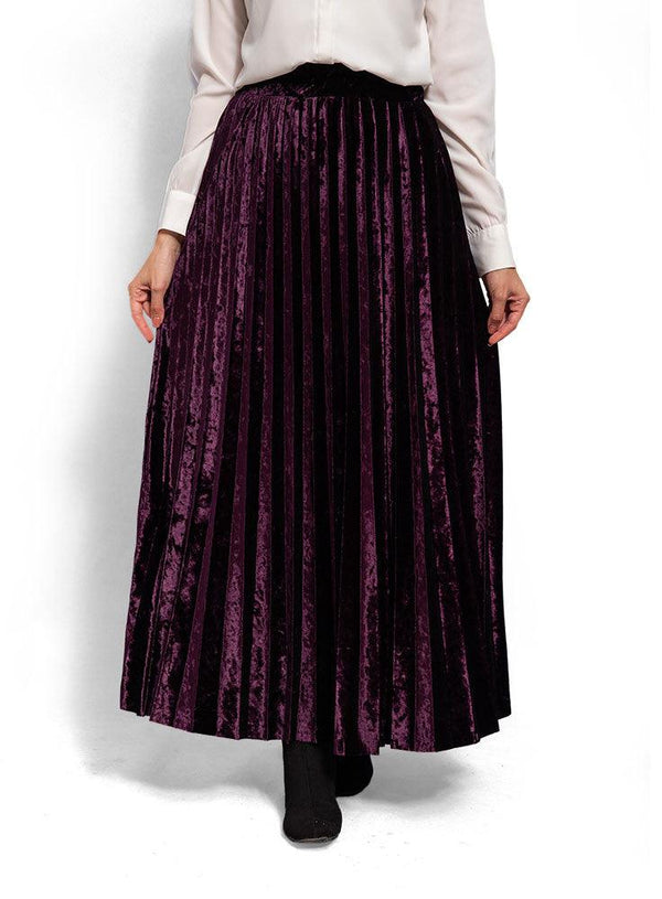 Violet Pleated Velvet Skirt - Khotwh