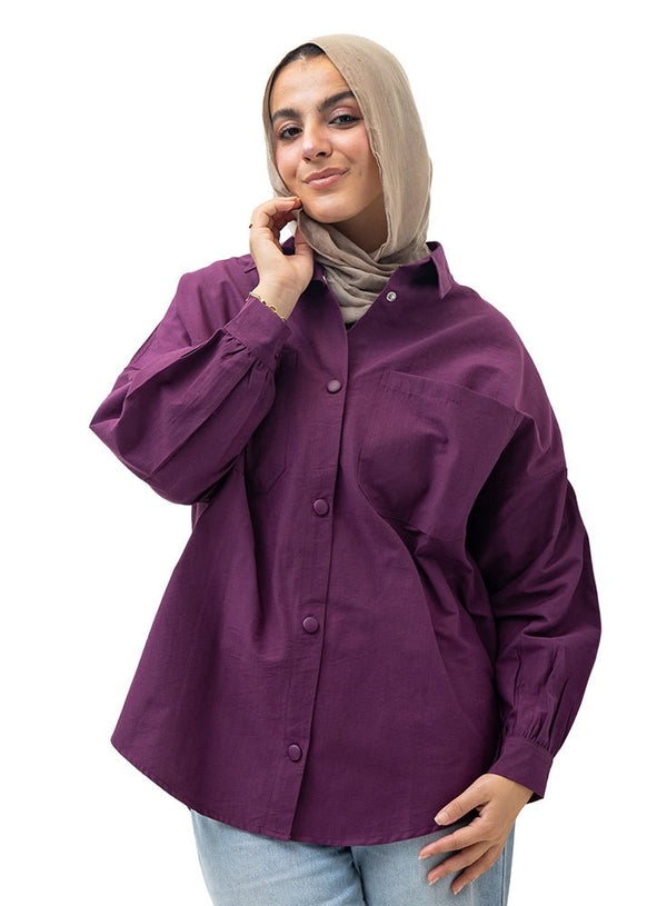Violet Pocket Poplein Shirt - Khotwh
