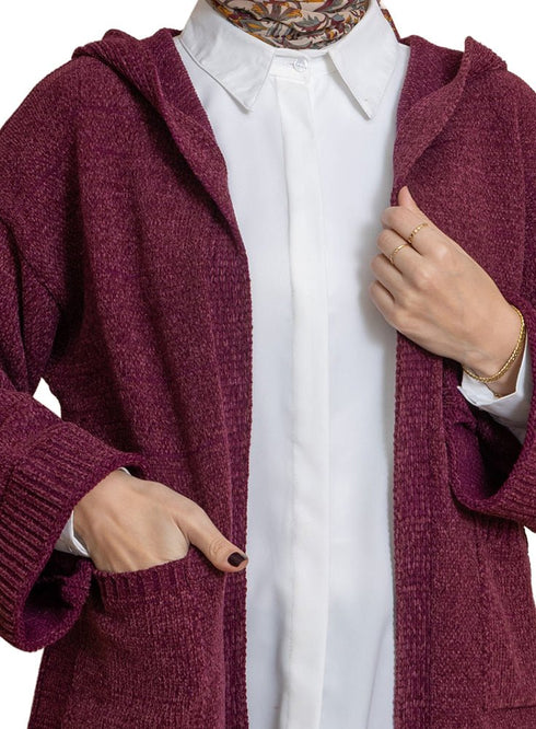 Violet Pocket Velvet Cardigan - Khotwh