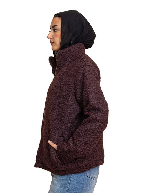 Violet RD - Faux Fur High Neck Sweater - Khotwh