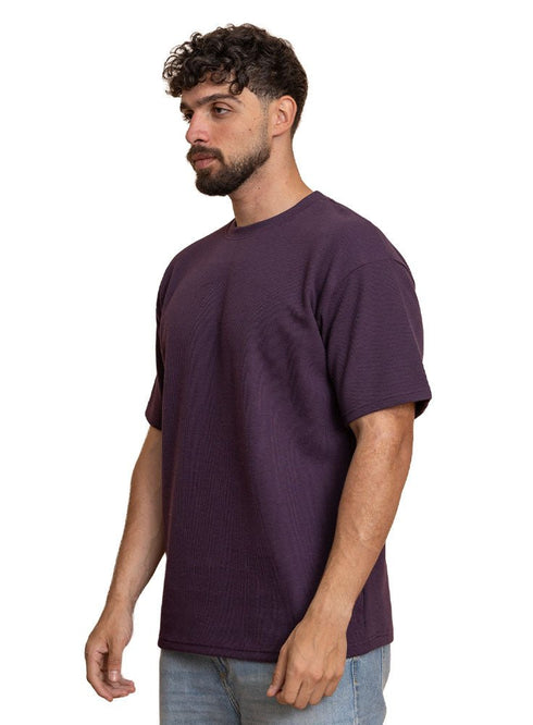 Violet Squares O.S Round T-Shirt - Khotwh
