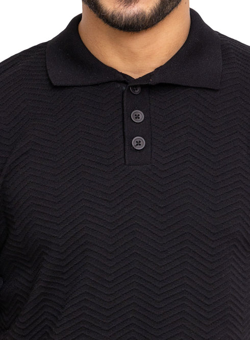 Black Design 1157Knit Polo Neck-T-Shirt