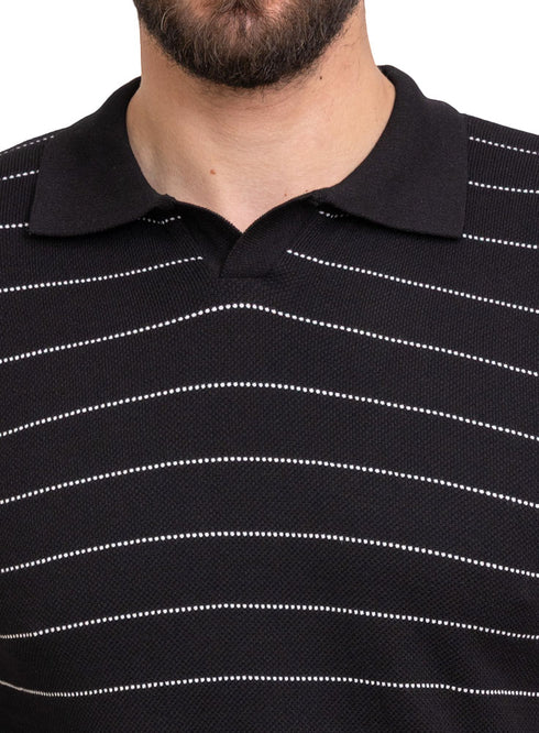 تي شيرت بولو مضفر - تصميم 1168 -أسود