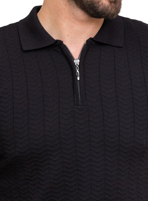 Black Design 01014Knit Polo Neck-T-Shirt