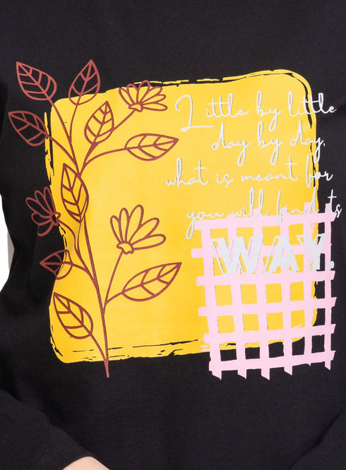 Black Printed Long-Sleeve Design 18