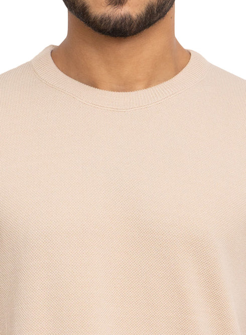 Beige Design 1151Knit Rount T-Shirt