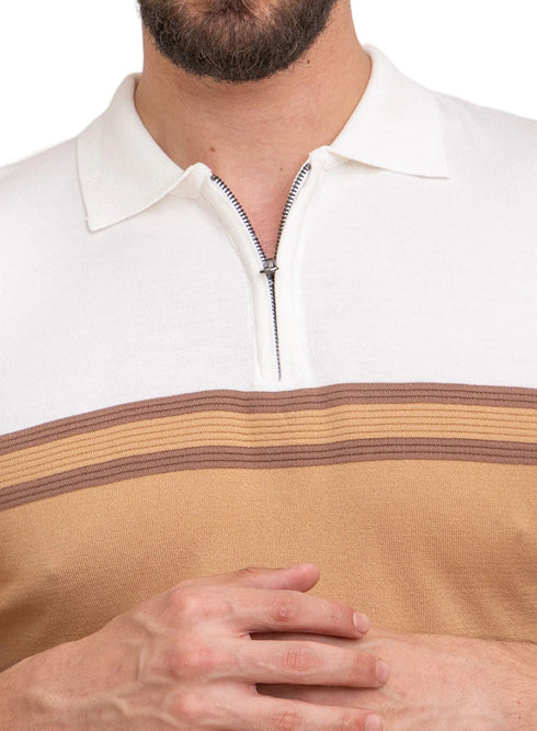 تي شيرت بولو مضفر - تصميم 1019 -بيج*اوف وايت