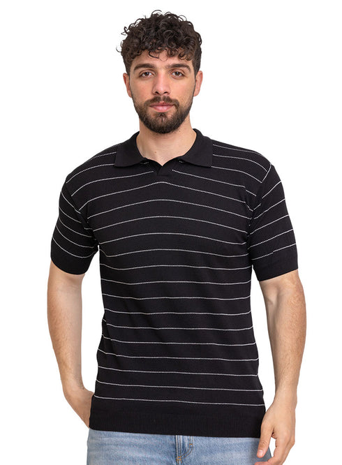 تي شيرت بولو مضفر - تصميم 1168 -أسود