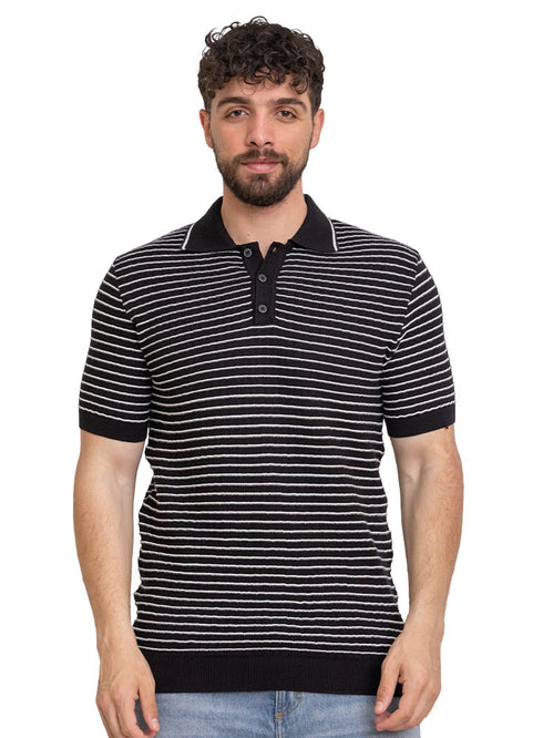 تي شيرت بولو مضفر - تصميم 1004 -أسود
