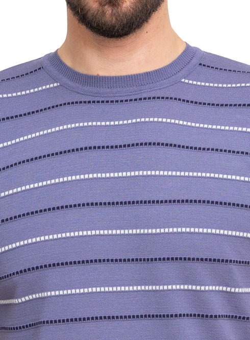 تي شيرت تريكو بولو مطبوع - تصميم 1006- انديجو