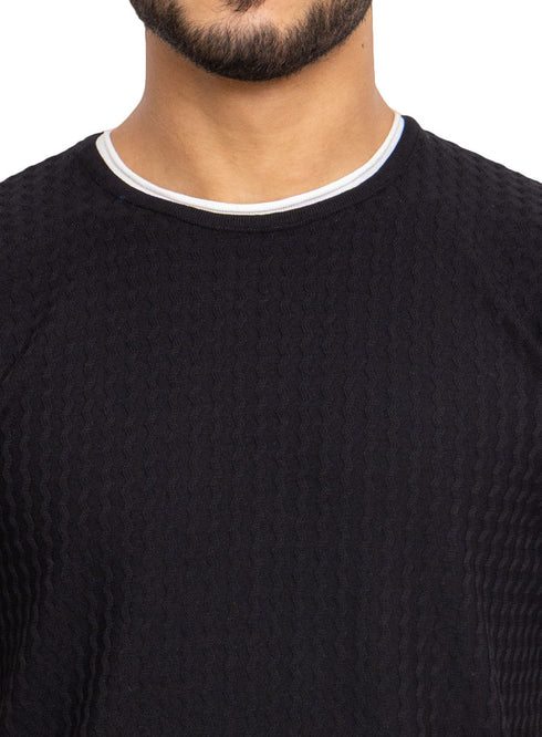 تي شيرت تريكو بولو مطبوع - تصميم 1012- اسود