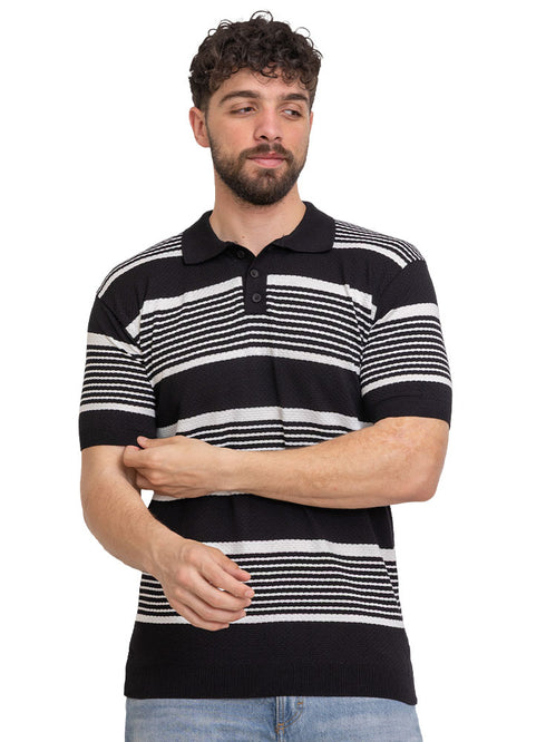 تي شيرت بولو مضفر - تصميم 1169 -أسود