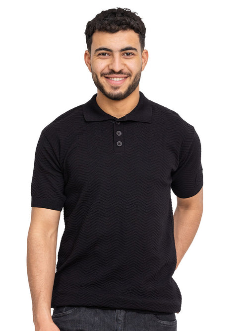 Black Design 1157Knit Polo Neck-T-Shirt