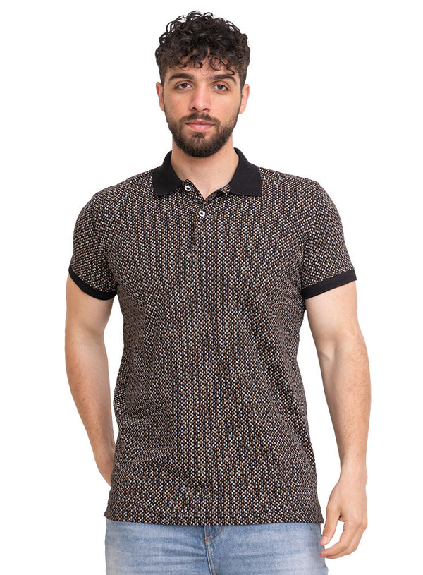 تي شيرت بولو مطبوع- أسود تصميم1