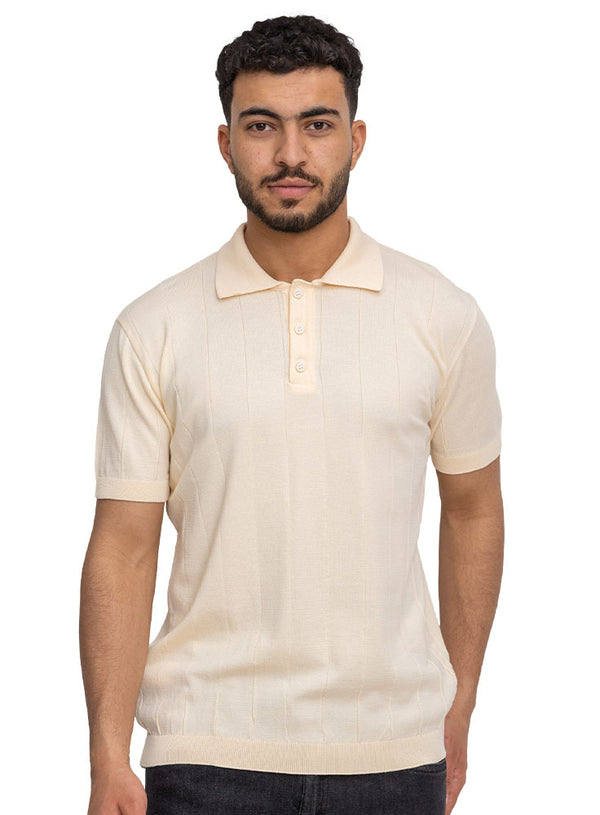 تي شيرت تريكو بولو مطبوع - تصميم 1007- أوف وايت