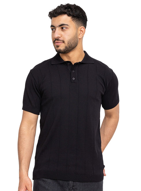 Black Design 01007Knit Polo Neck-T-Shirt