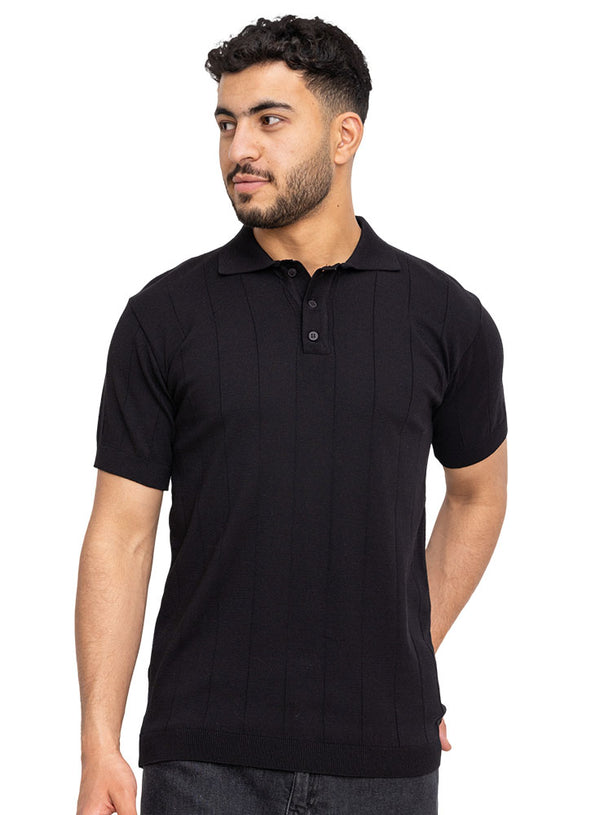 Black Design 01007Knit Polo Neck-T-Shirt