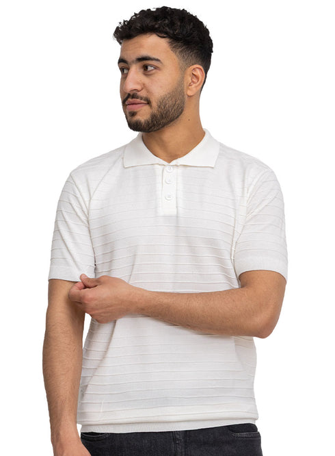 White Design 1159Knit Polo Neck S-T-Shirt