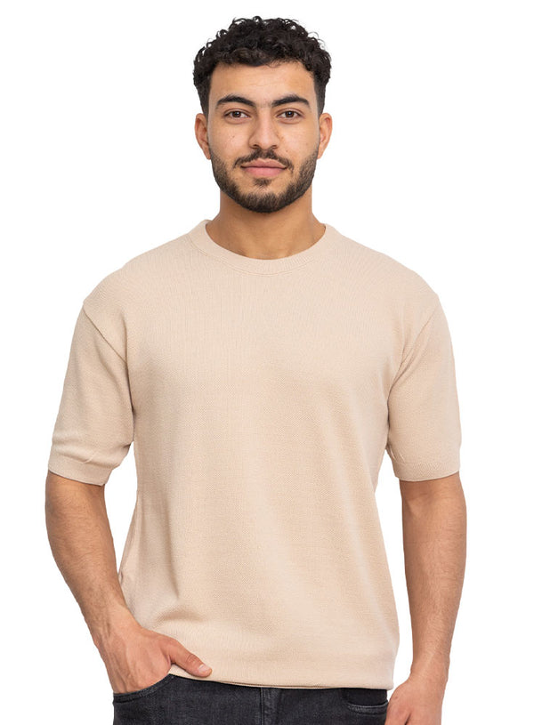 Beige Design 1151Knit Rount T-Shirt