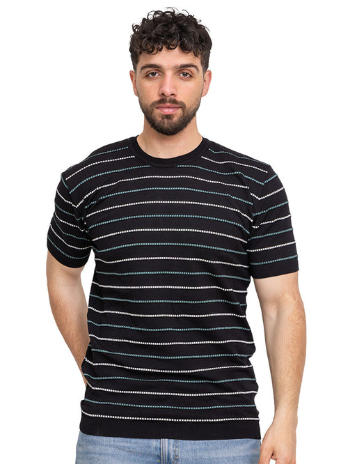 تي شيرت تريكو بولو مطبوع - تصميم 1006- أسود