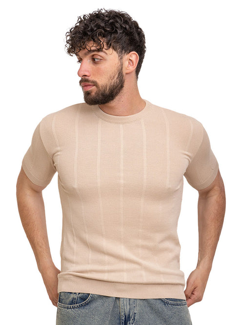 تي شيرت برقبة دائرية مضفر- تصميم 1024 -بيج