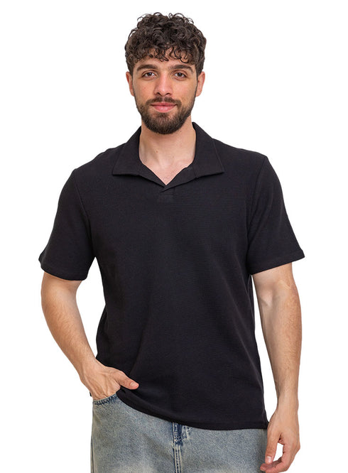 Black Squares Polo Neck T-Shirt