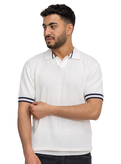 White Design 01003Knit Polo Neck-T-Shirt
