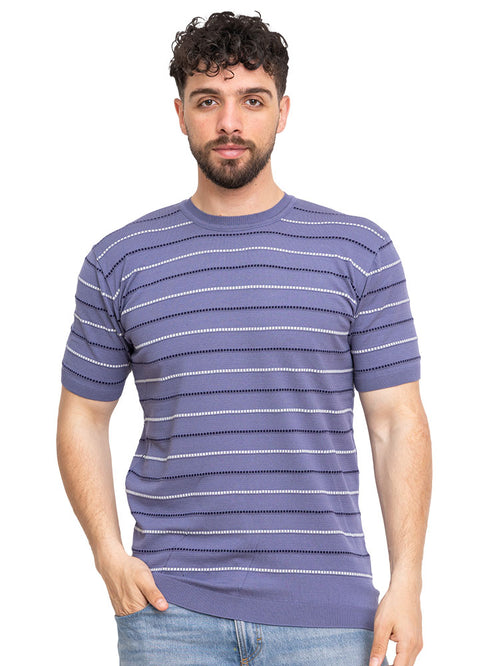 تي شيرت تريكو بولو مطبوع - تصميم 1006- انديجو