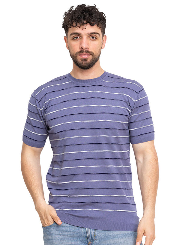 تي شيرت تريكو بولو مطبوع - تصميم 1006- انديجو