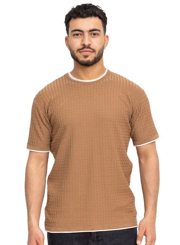 تي شيرت تريكو بولو مطبوع - تصميم 1012- وود