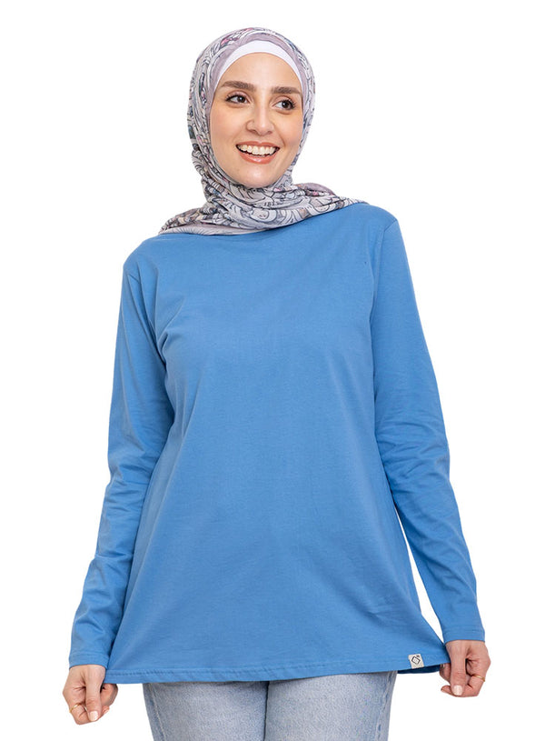 تي شيرت كم طويل - نورس بلو