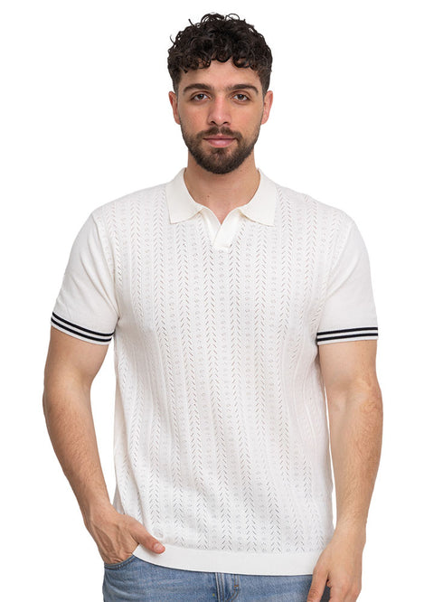 White Design 7533Knit Polo Neck S-T-Shirt