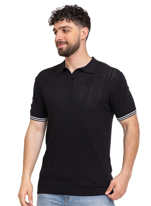 Black Design 7533Knit Polo Neck S-T-Shirt